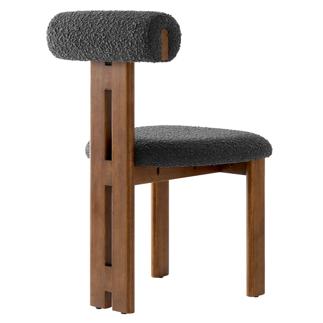 Tolby Boucle Dining Chair Set of 2, Walnut & Charcoal