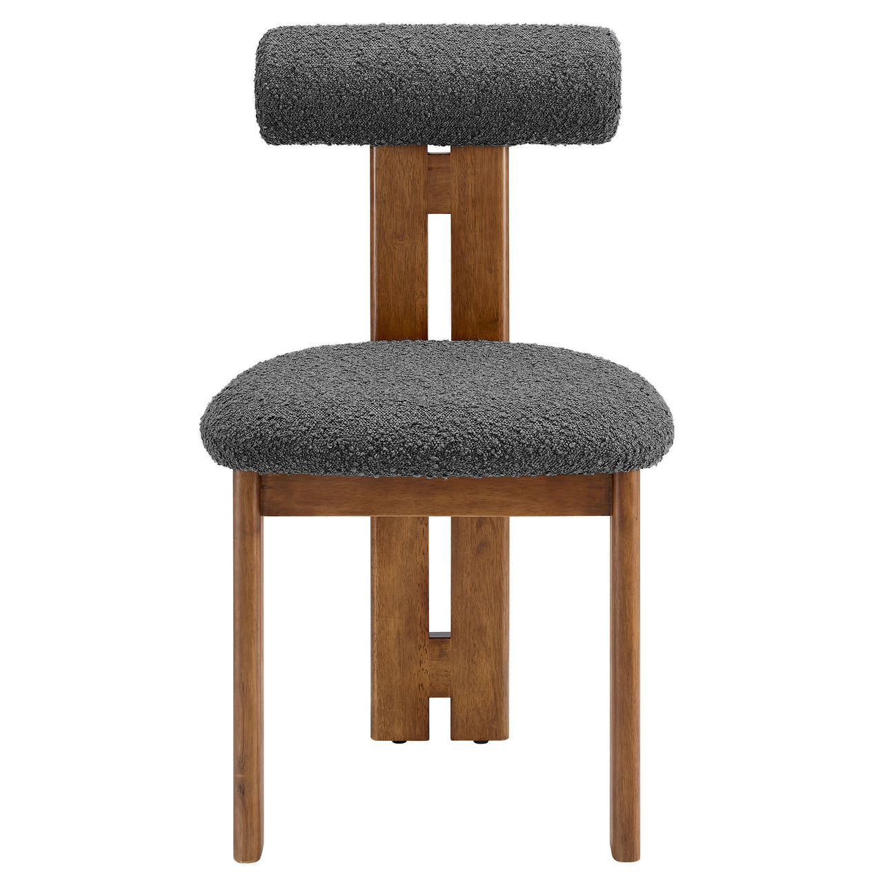 Tolby Boucle Dining Chair Set of 2, Walnut & Charcoal