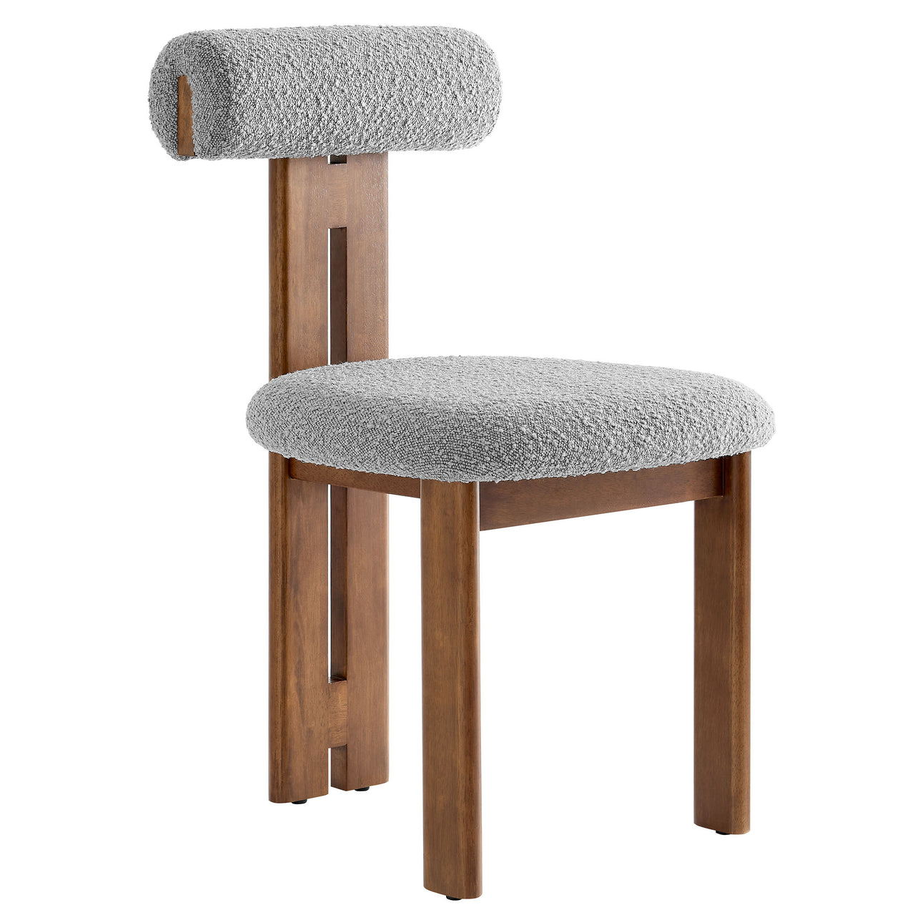 Tolby Boucle Dining Chair Set of 2, Walnut & Light Gray