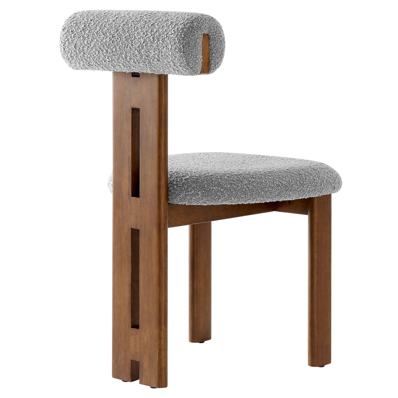 Tolby Boucle Dining Chair Set of 2, Walnut & Light Gray