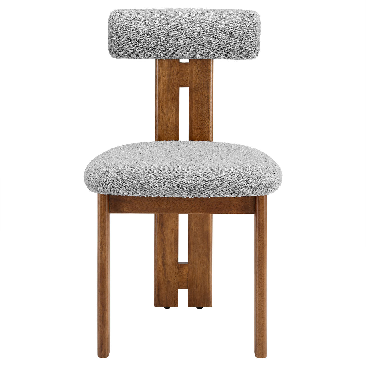 Tolby Boucle Dining Chair Set of 2, Walnut & Light Gray