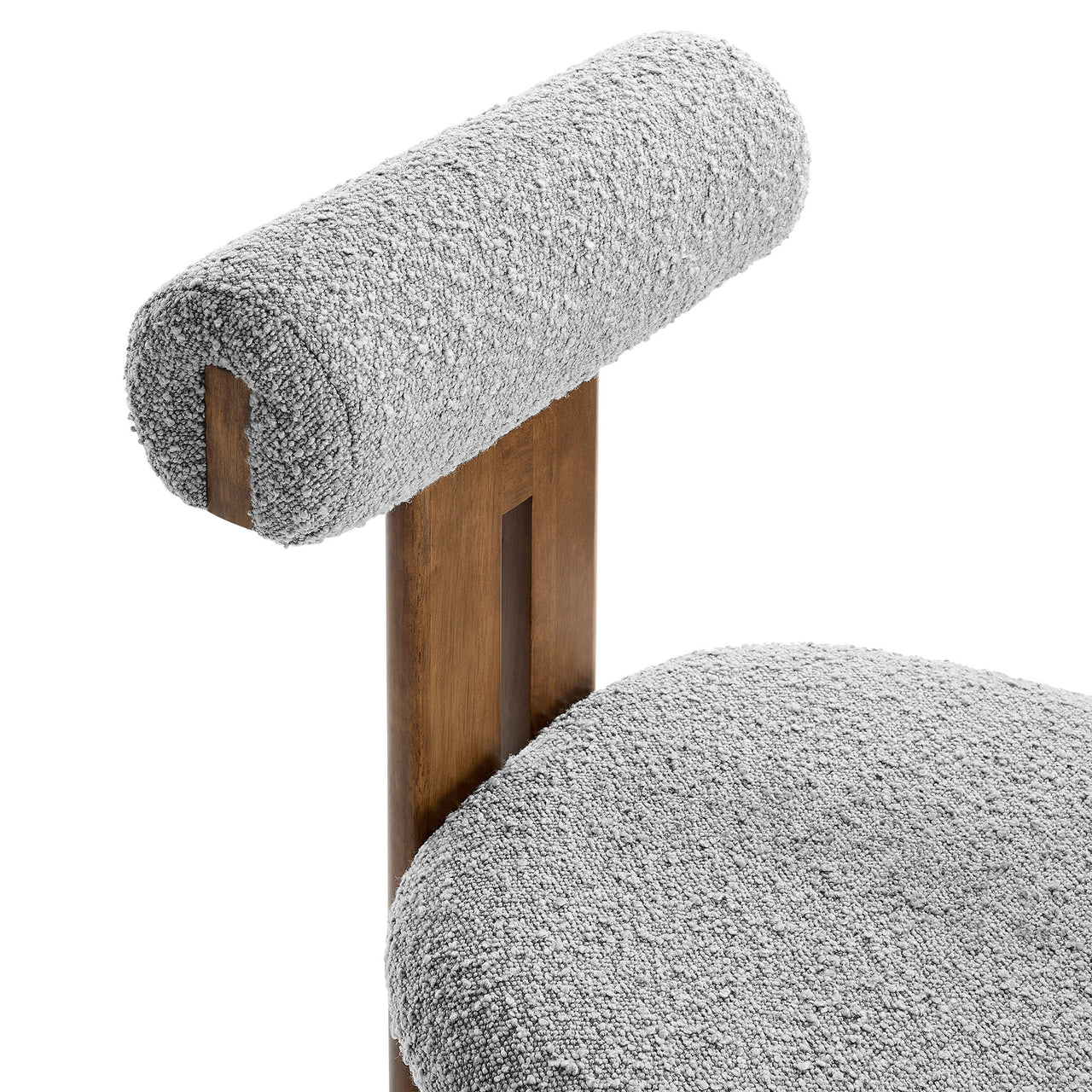 Tolby Boucle Dining Chair Set of 2, Walnut & Light Gray