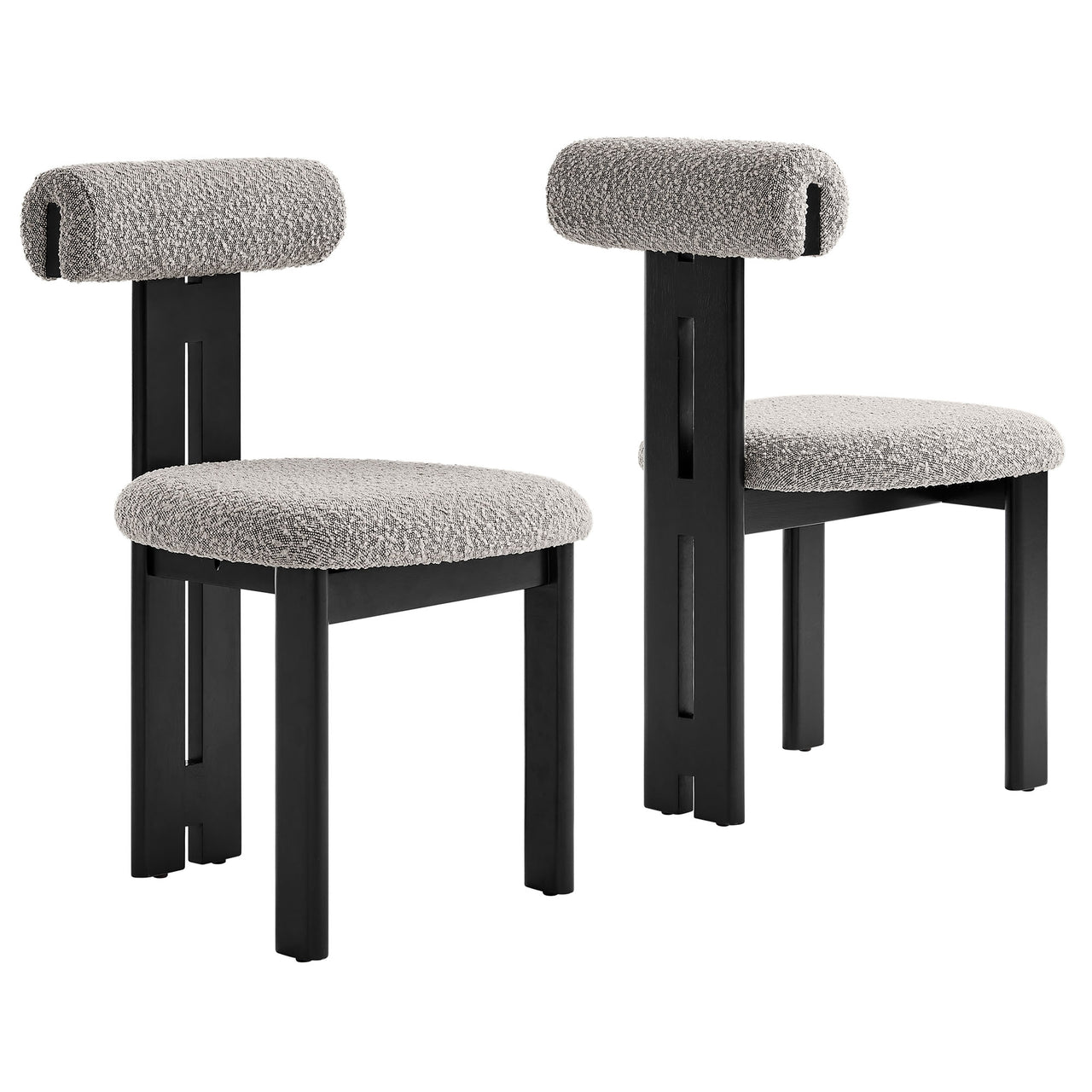 Tolby Boucle Dining Chair Set of 2, Wenge & Taupe
