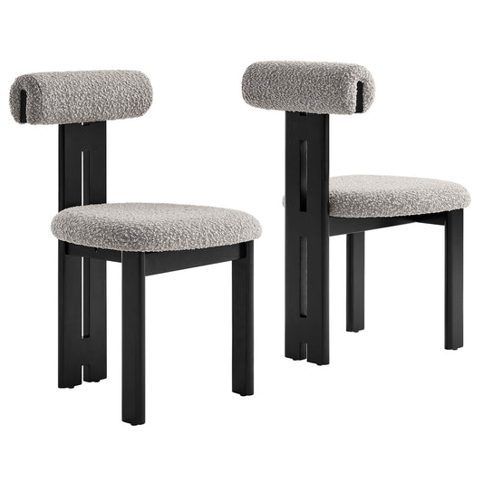 Tolby Boucle Dining Chair Set of 2, Wenge & Taupe