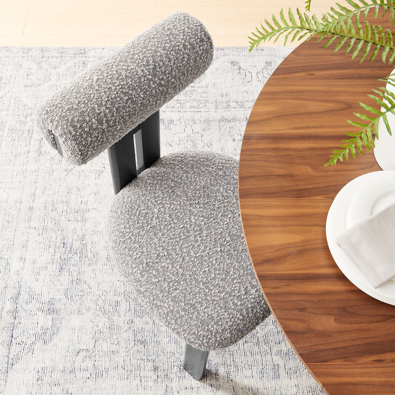 Tolby Boucle Dining Chair Set of 2, Wenge & Taupe