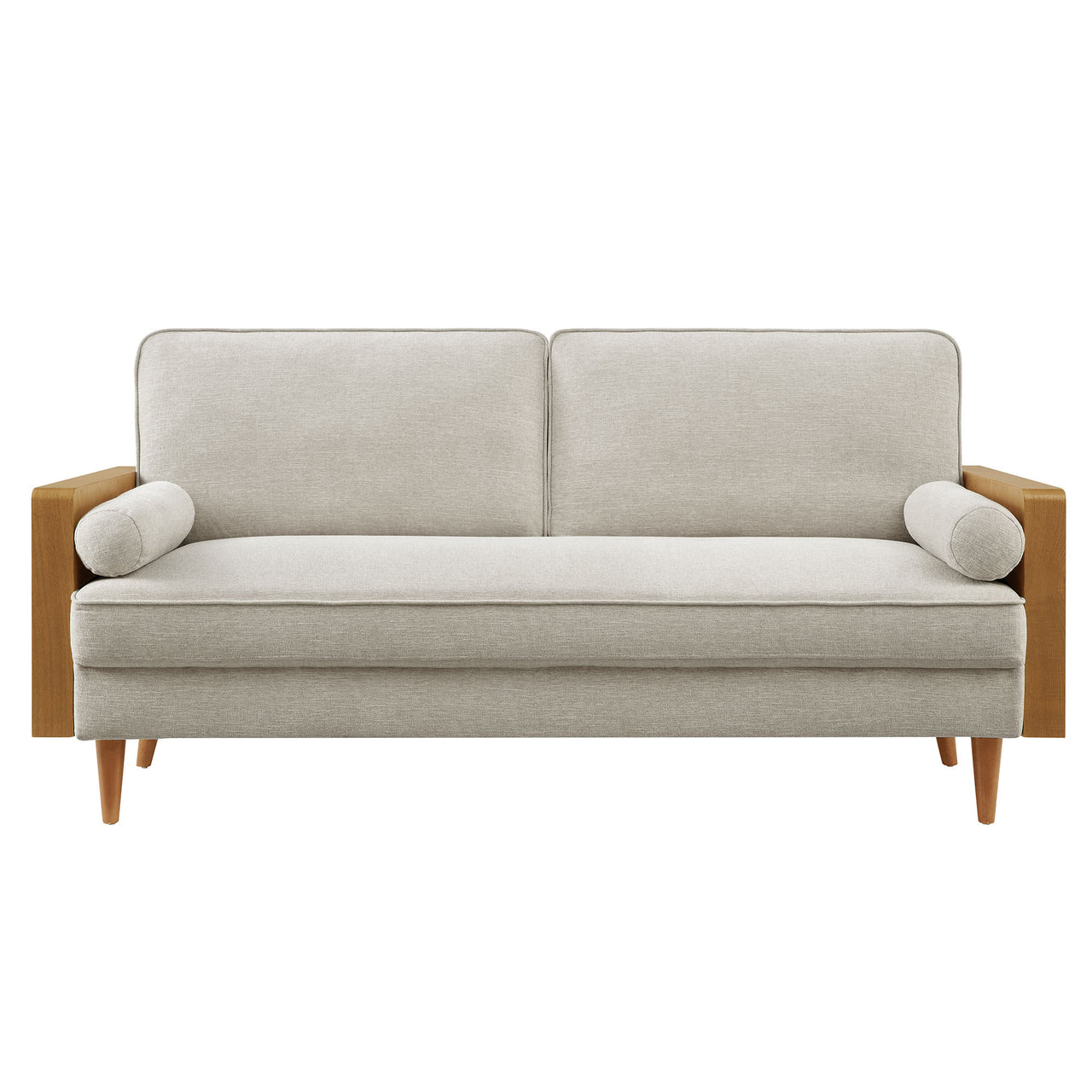 Kieren Upholstered Fabric Sofa, Walnut & Ivory