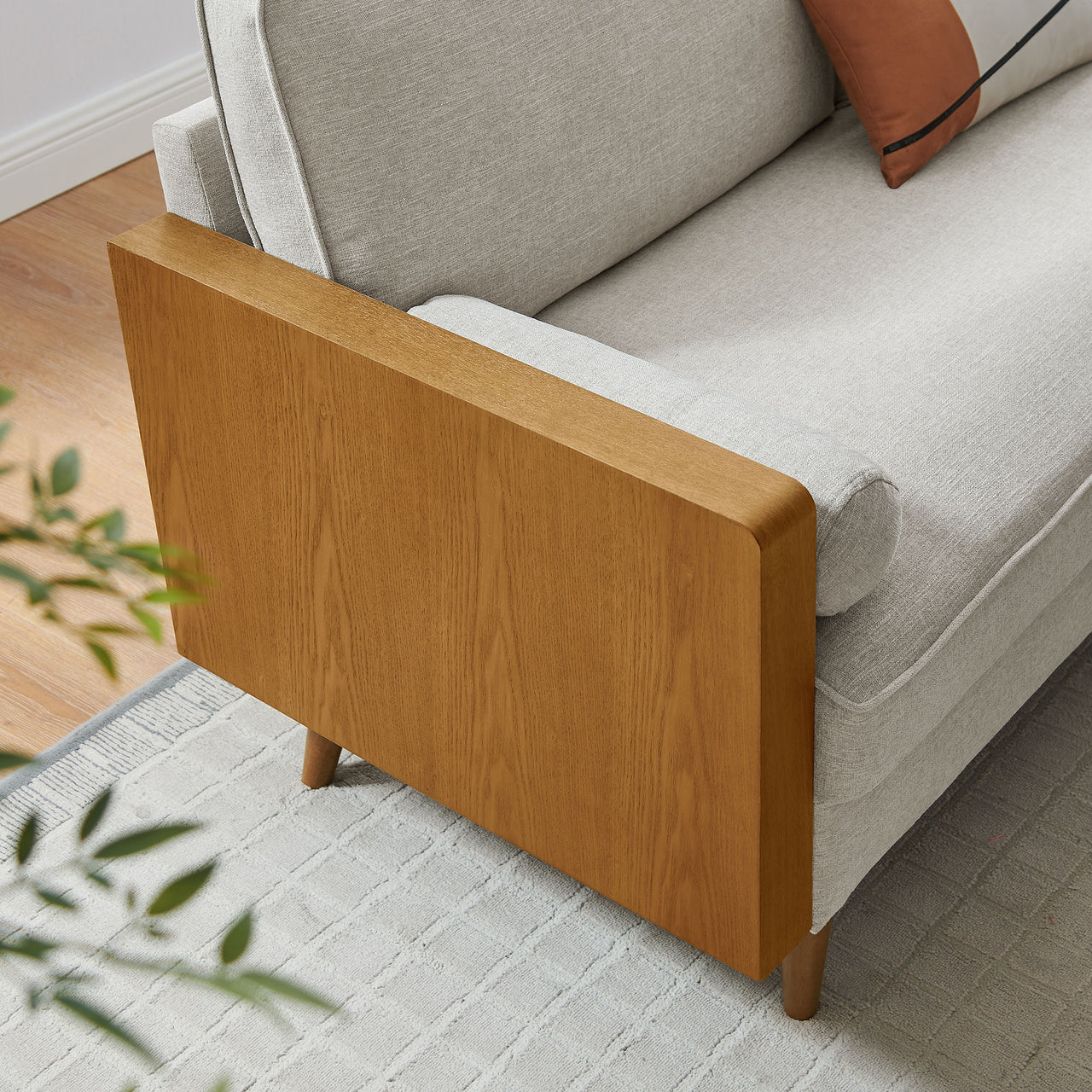 Kieren Upholstered Fabric Sofa, Walnut & Ivory