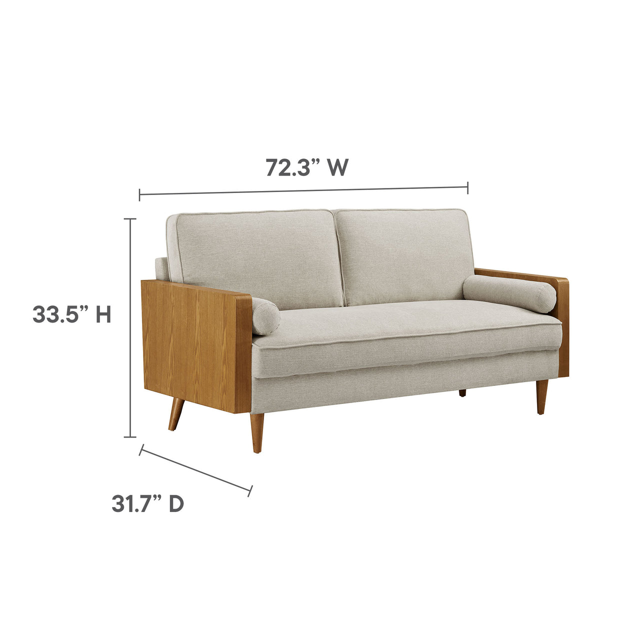 Kieren Upholstered Fabric Sofa, Walnut & Ivory