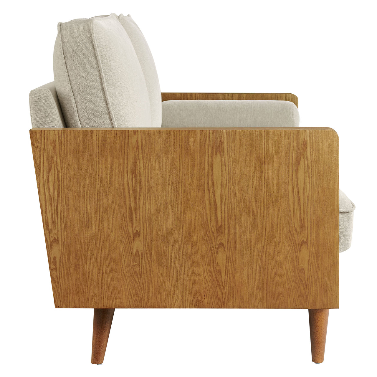 Kieren Upholstered Fabric Sofa, Walnut & Light Beige