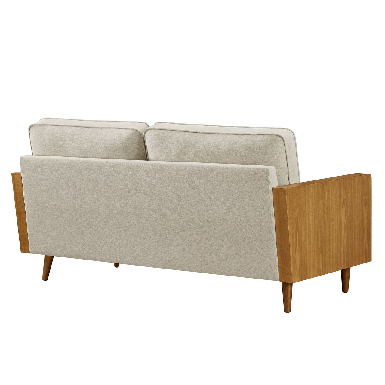 Kieren Upholstered Fabric Sofa, Walnut & Light Beige