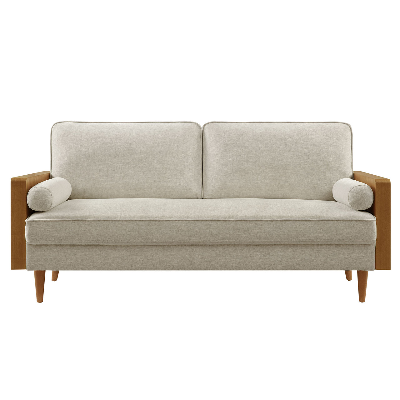Kieren Upholstered Fabric Sofa, Walnut & Light Beige