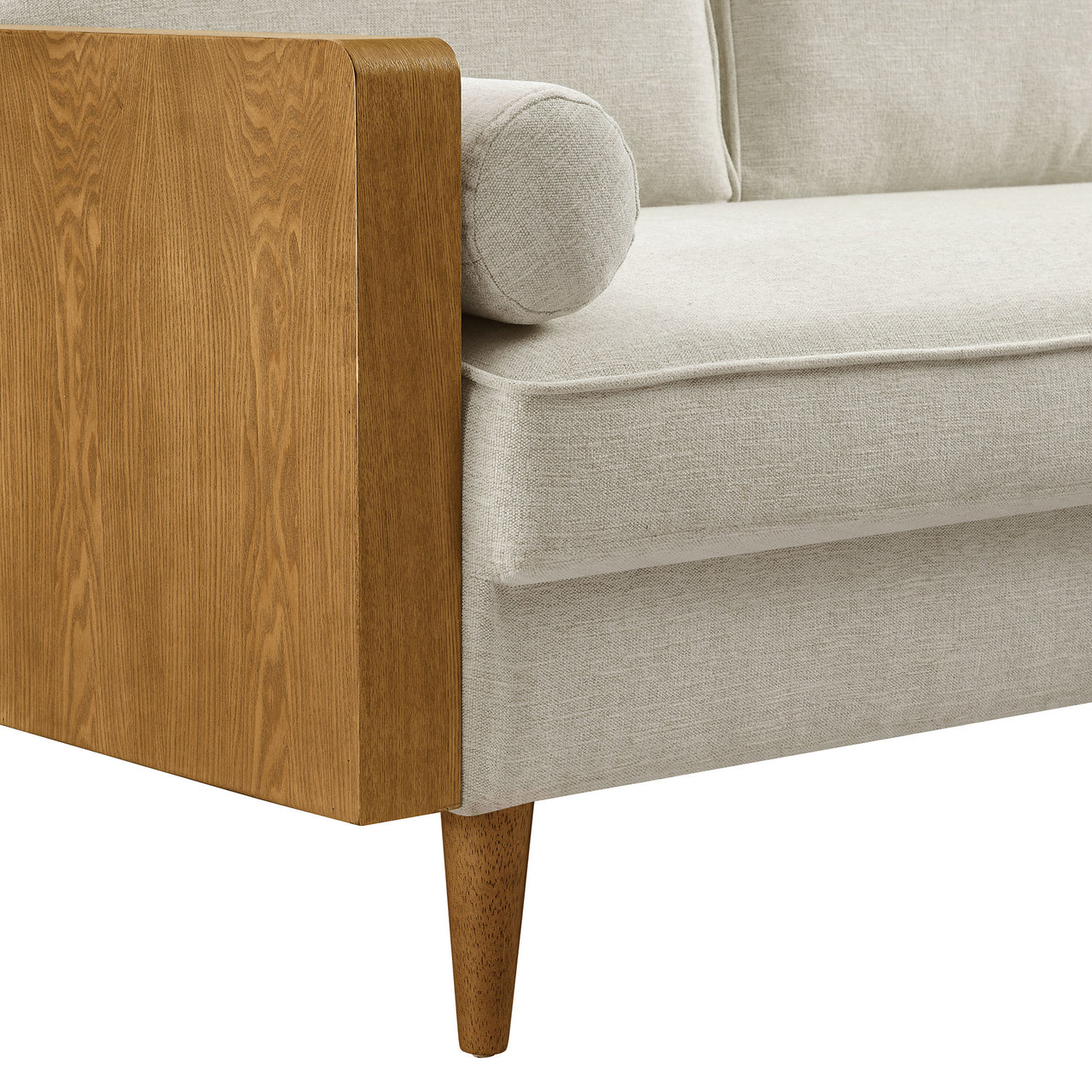 Kieren Upholstered Fabric Sofa, Walnut & Light Beige