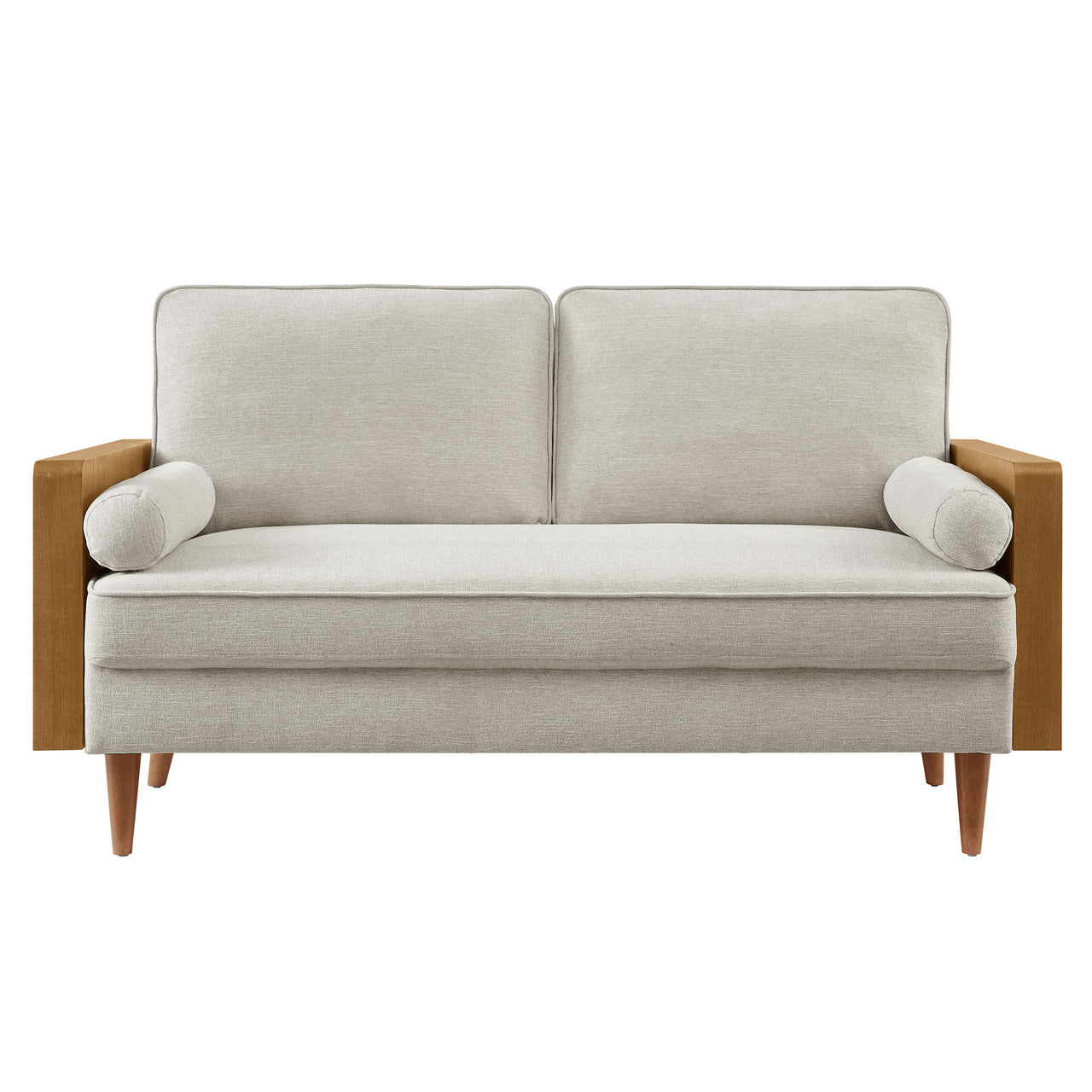 Kieren Fabric Loveseat, Walnut & Ivory