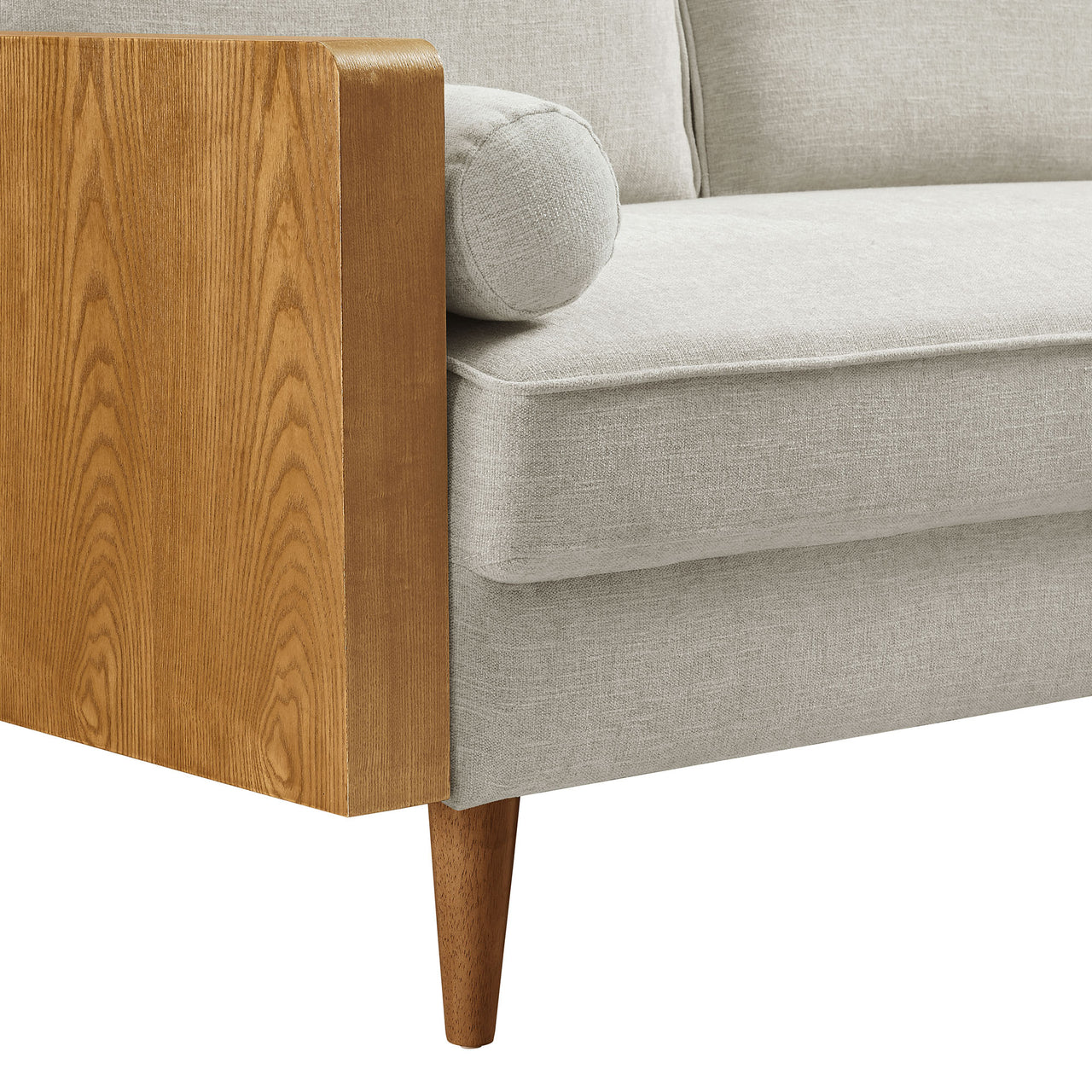 Kieren Fabric Loveseat, Walnut & Ivory