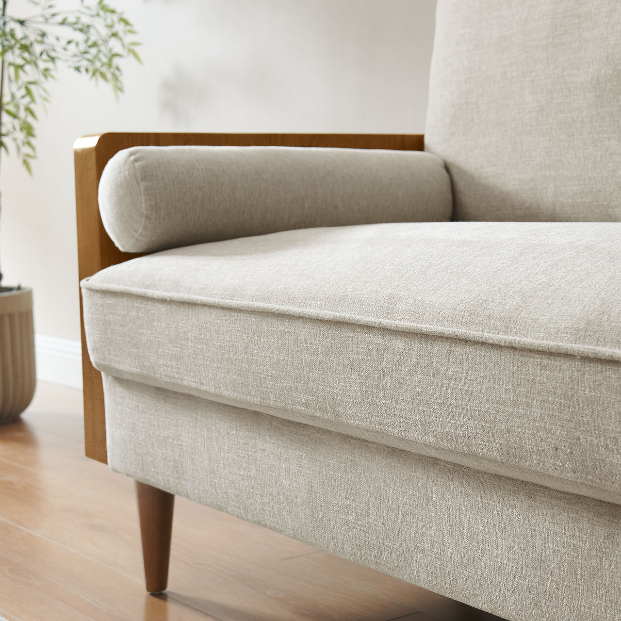 Kieren Fabric Loveseat, Walnut & Ivory