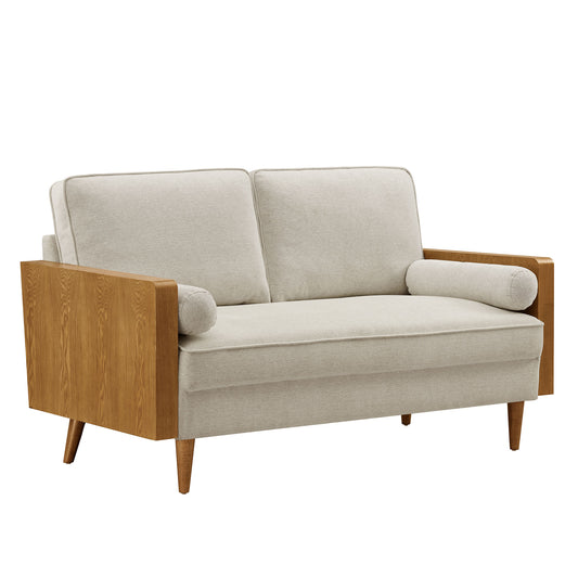 Kieren Fabric Loveseat, Walnut & Light Beige