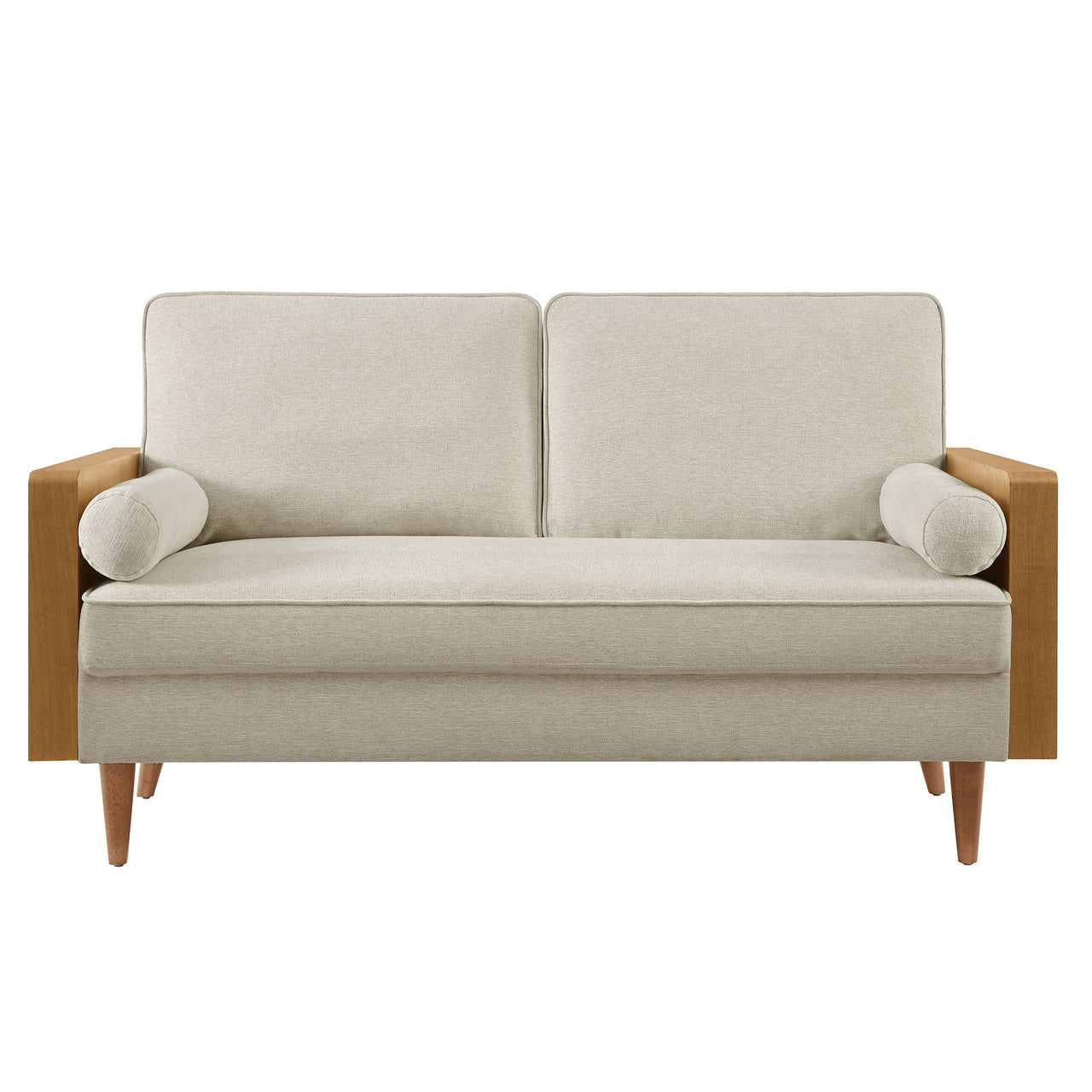 Kieren Fabric Loveseat, Walnut & Light Beige