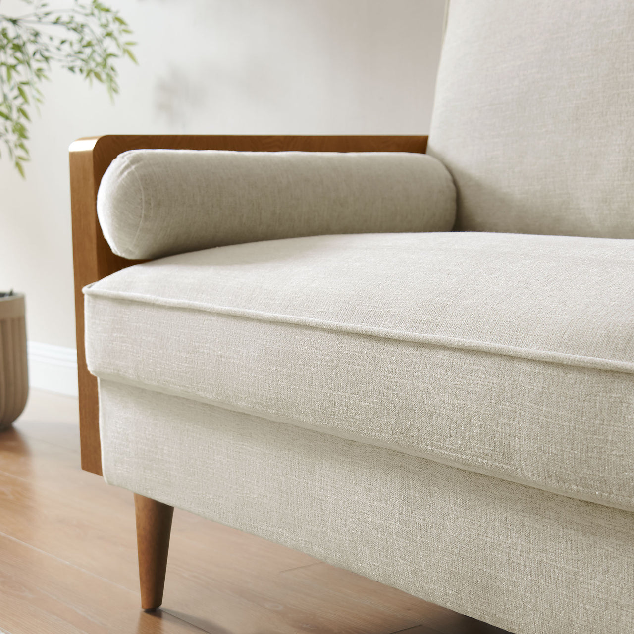 Kieren Fabric Loveseat, Walnut & Light Beige