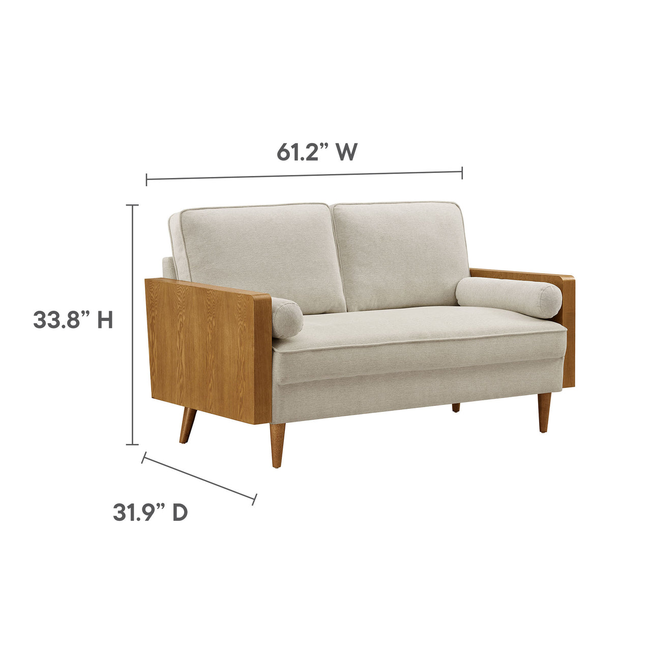 Kieren Fabric Loveseat, Walnut & Light Beige