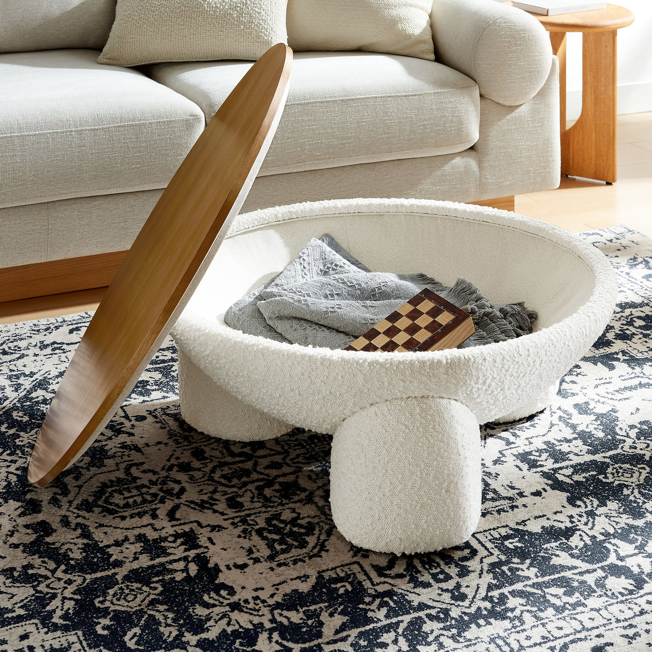 Seravyn Storage Coffee Table, Natural Wood & Ivory