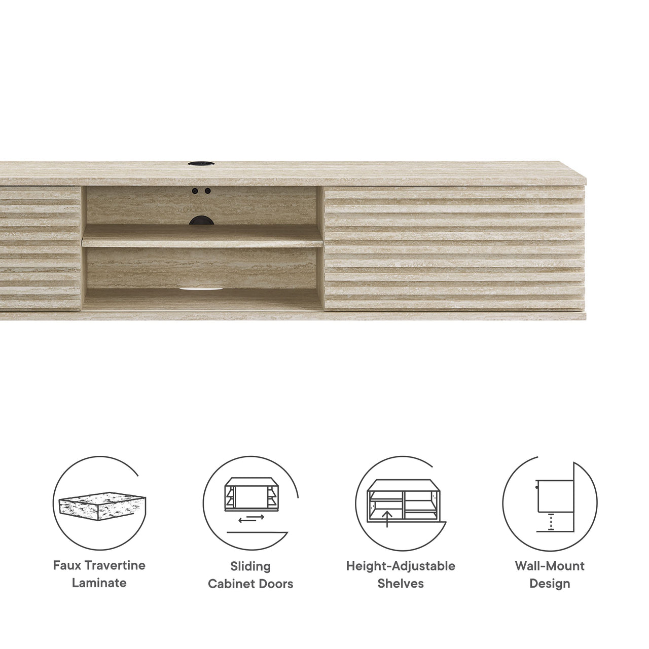 Ventra Floating Entertainment Center, Large, Travertine