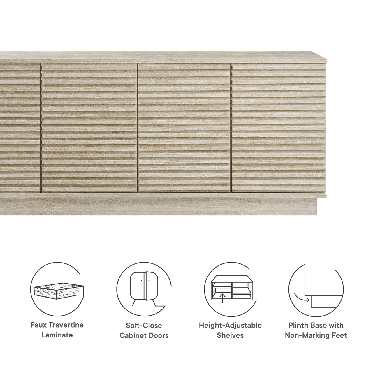 Ventra Sideboard Cabinet | TV Stand, Large, Travertine