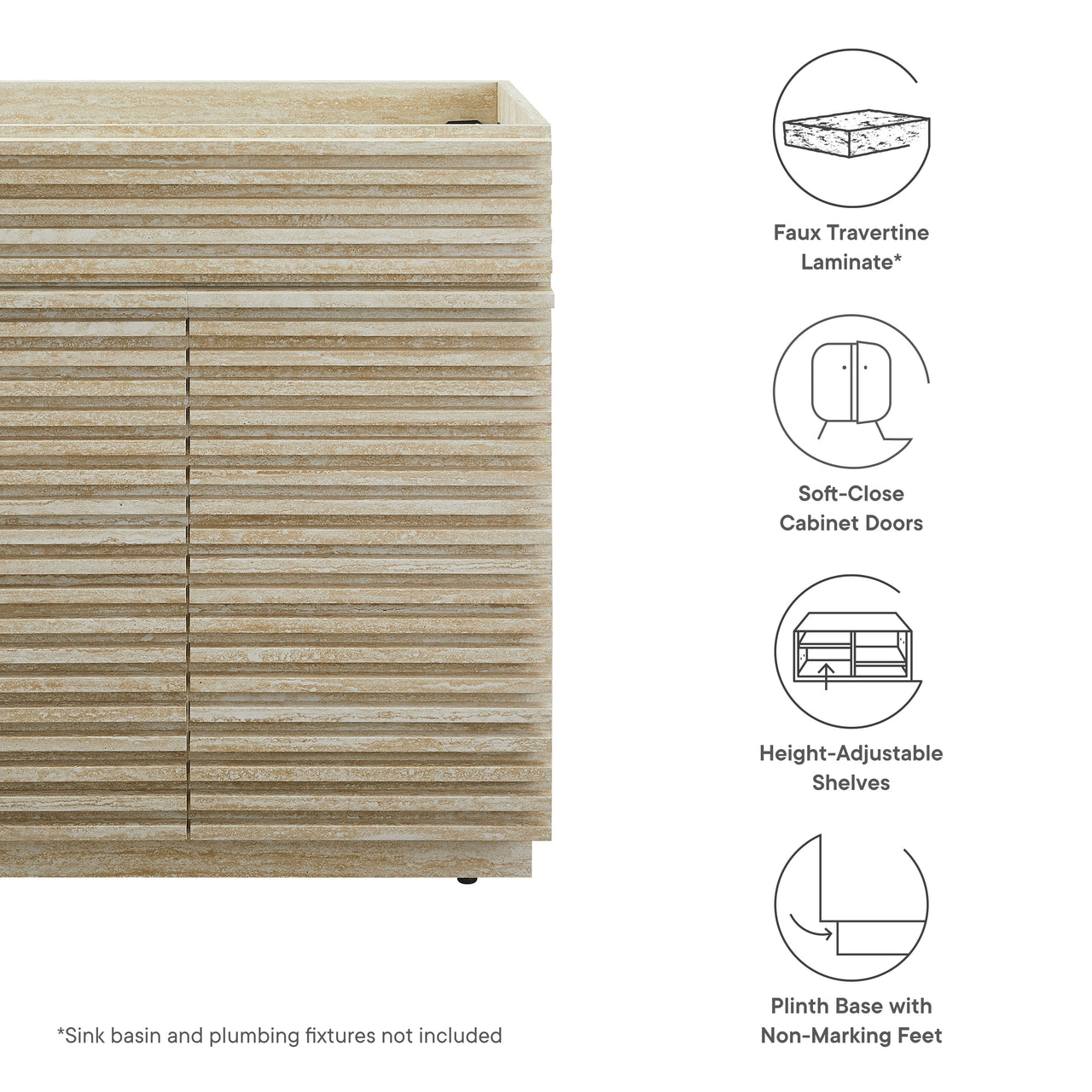 Ventra Vanity Base with Storage, Medium, Travertine