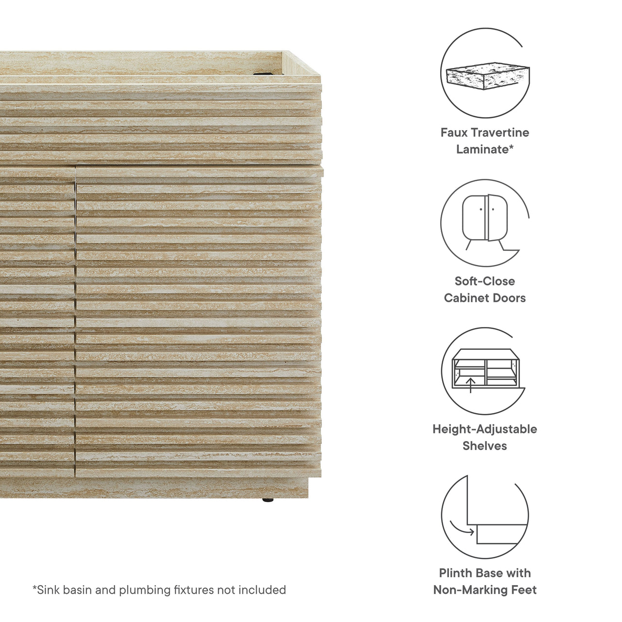 Ventra Vanity Base with Storage, Large, Travertine