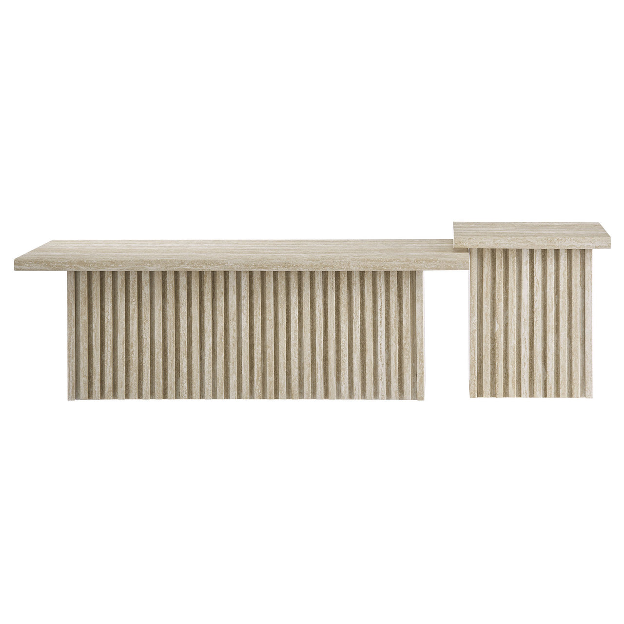 Ventra Nesting Faux Travertine Coffee Tables Set of 2, Travertine