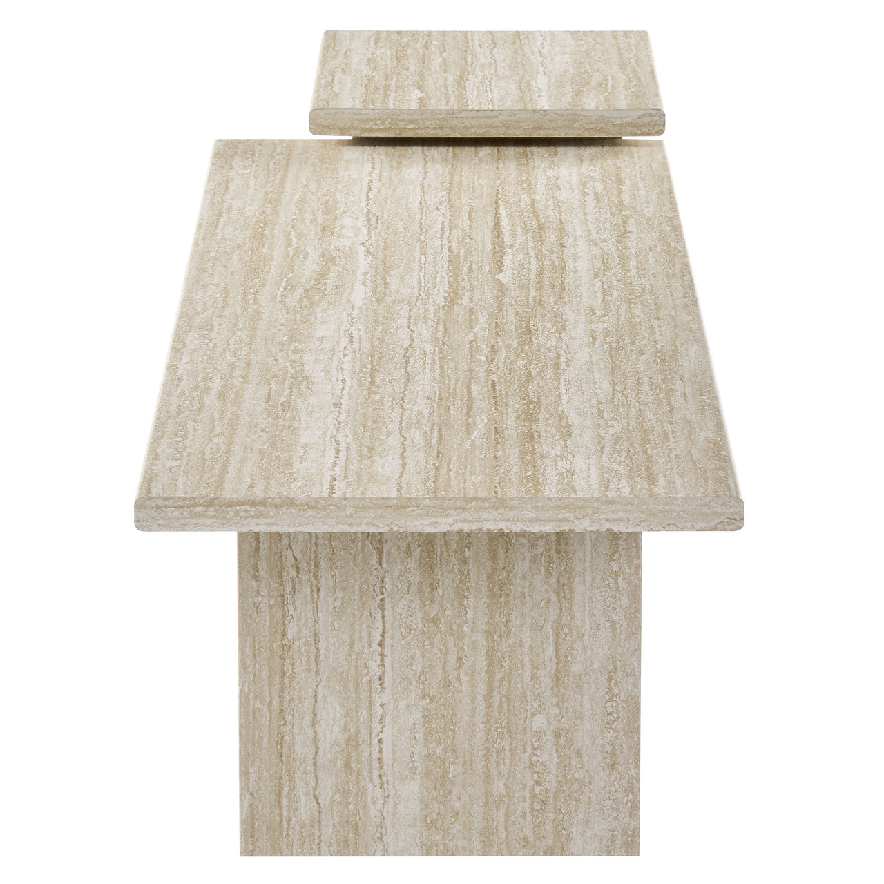 Ventra Nesting Faux Travertine Coffee Tables Set of 2, Travertine