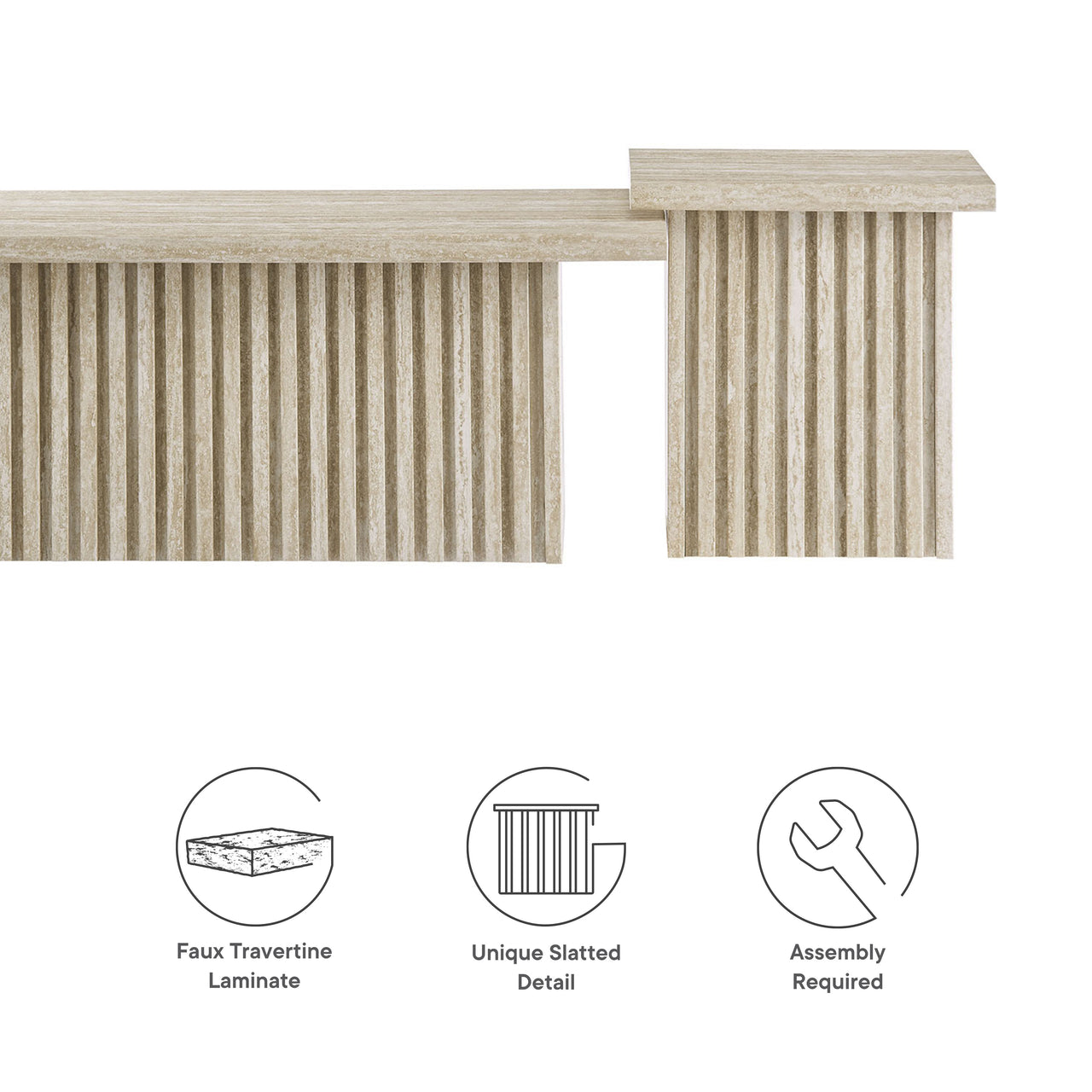 Ventra Nesting Faux Travertine Coffee Tables Set of 2, Travertine