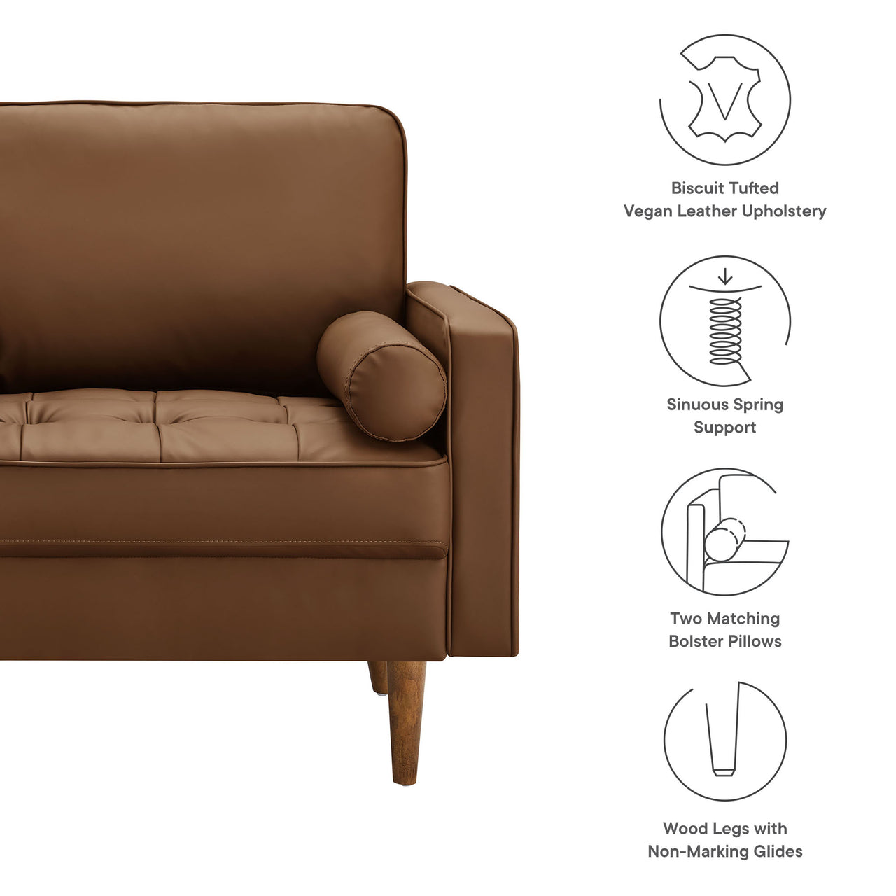 Bravien Eco-Leather Accent Armchair, Brown