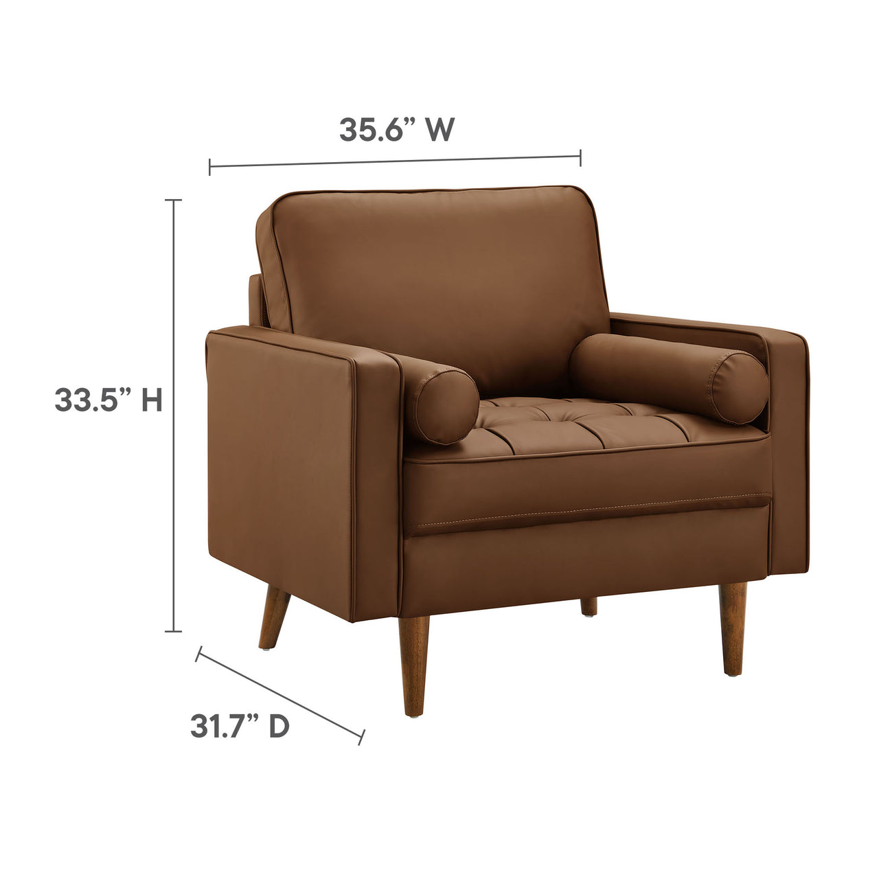 Bravien Eco-Leather Accent Armchair, Brown