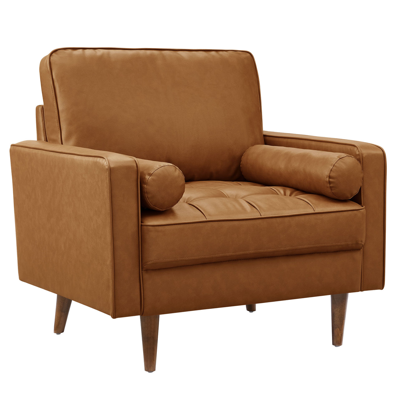 Bravien Eco-Leather Accent Armchair, Tan