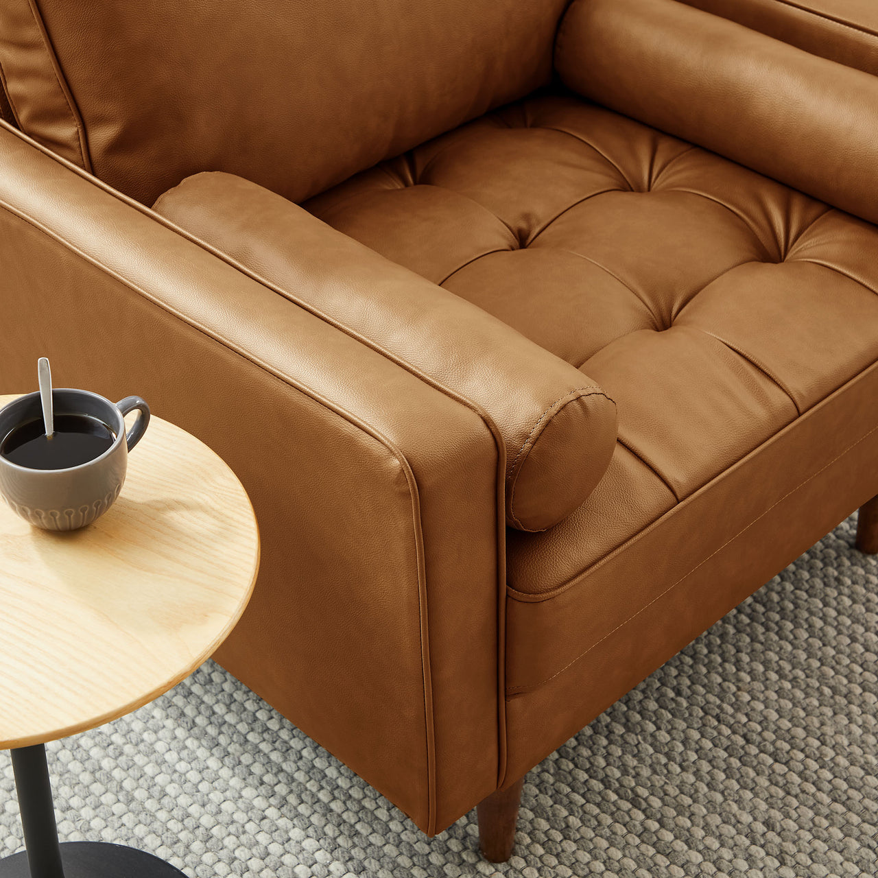 Bravien Eco-Leather Accent Armchair, Tan