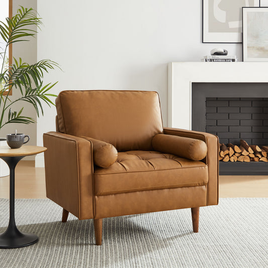 Bravien Eco-Leather Accent Armchair, Tan