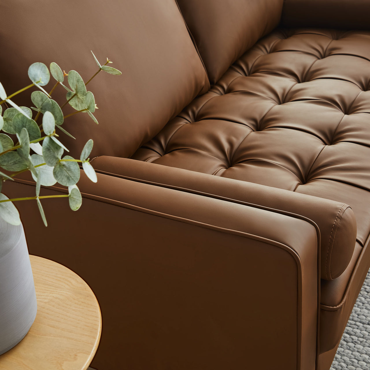 Bravien Eco-Leather Loveseat, Brown