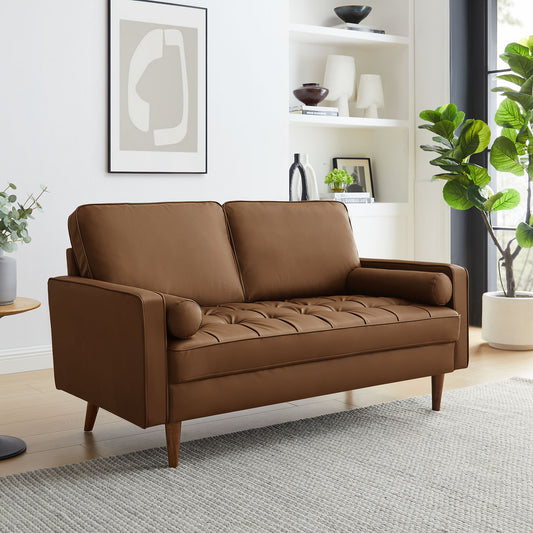 Bravien Eco-Leather Loveseat, Brown
