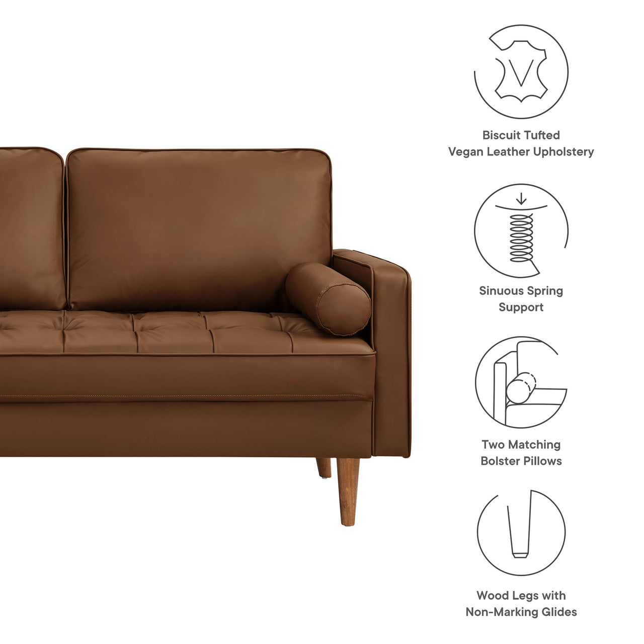 Bravien Eco-Leather Loveseat, Brown