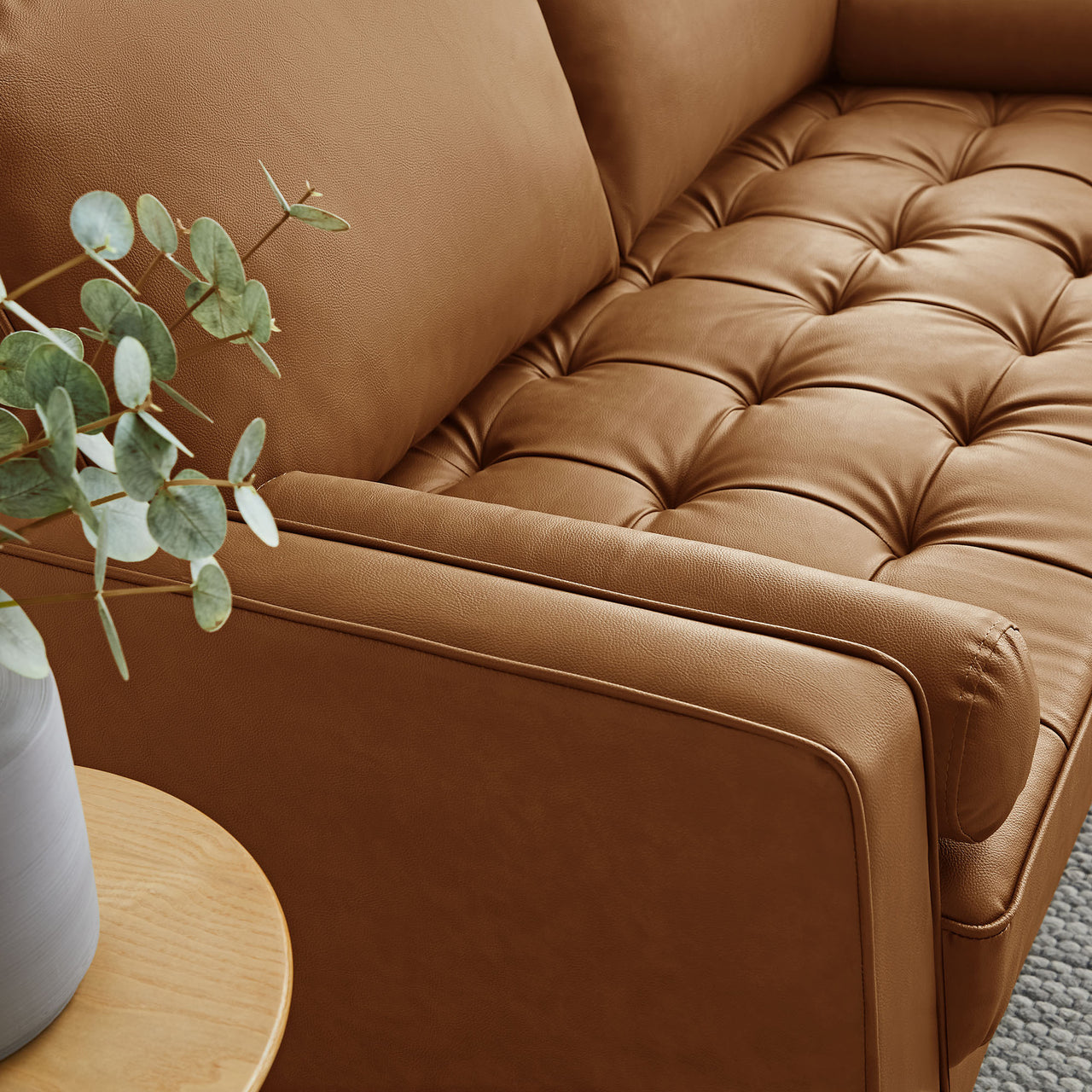 Bravien Eco-Leather Loveseat, Tan