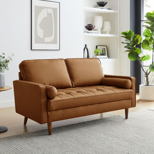 Bravien Eco-Leather Loveseat, Tan