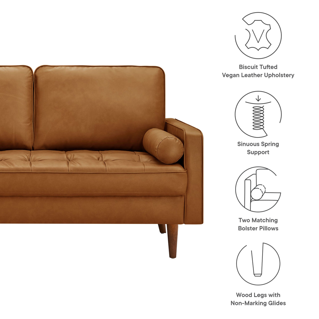 Bravien Eco-Leather Loveseat, Tan