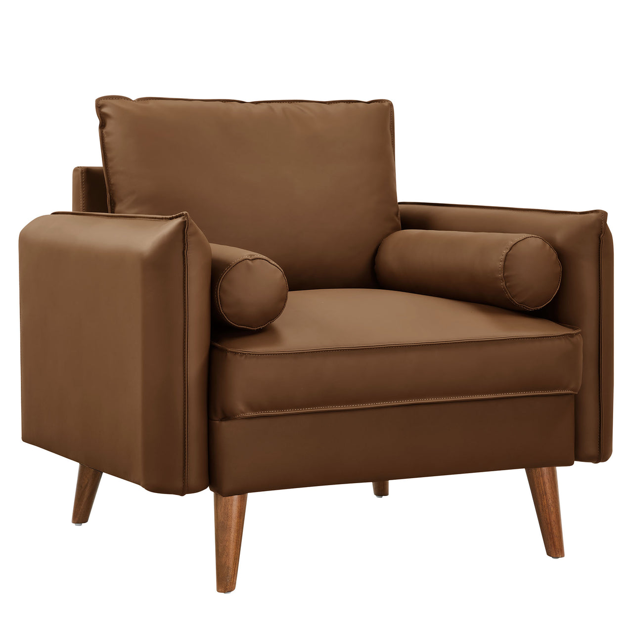 Marindi Plush Eco-Leather Armchair, Brown