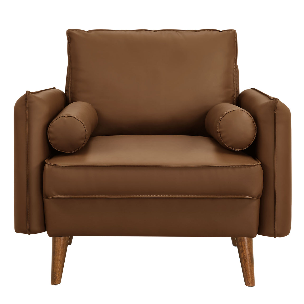 Marindi Plush Eco-Leather Armchair, Brown