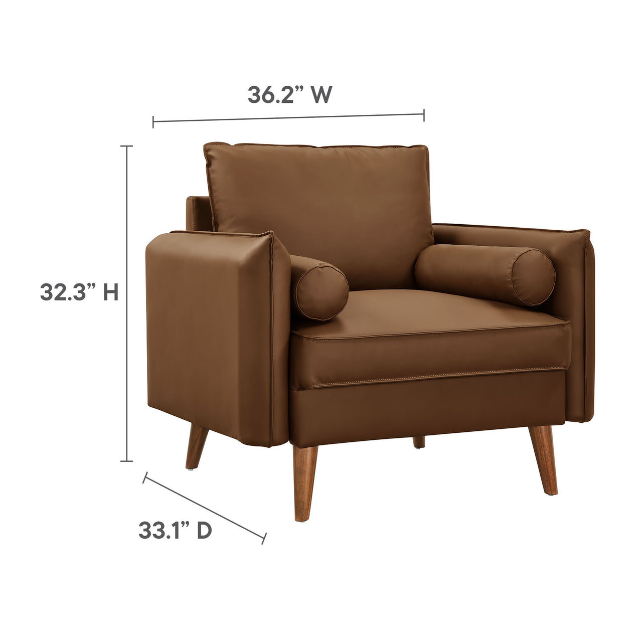 Marindi Plush Eco-Leather Armchair, Brown