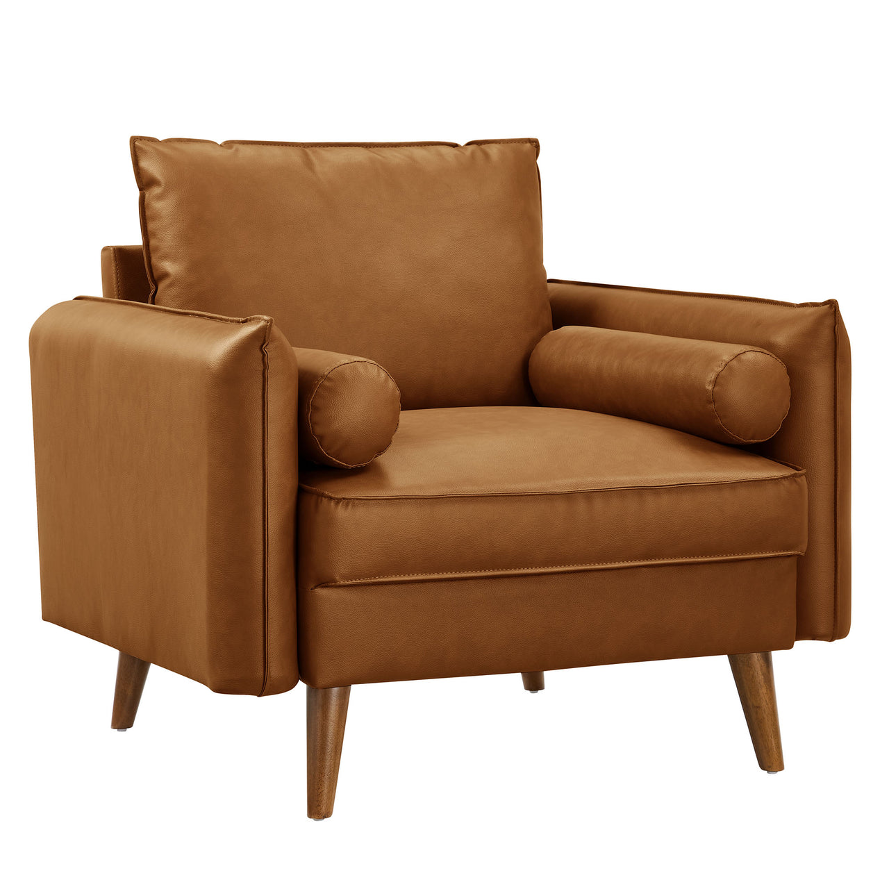Marindi Plush Eco-Leather Armchair, Tan