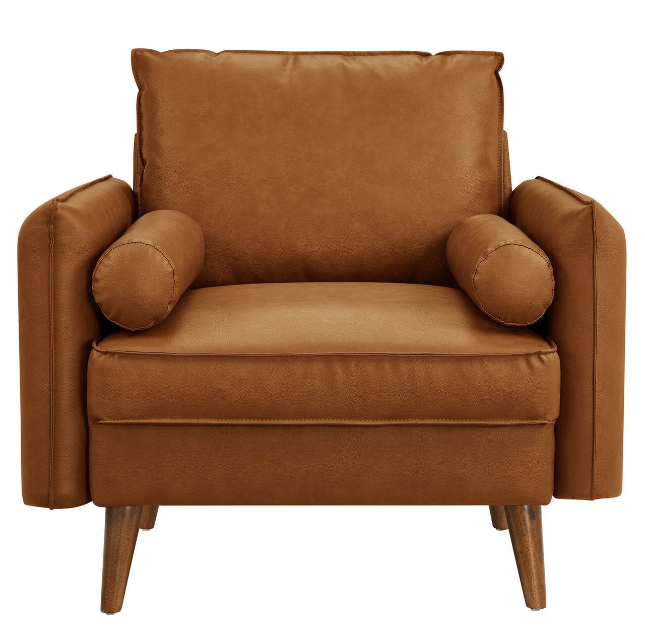 Marindi Plush Eco-Leather Armchair, Tan