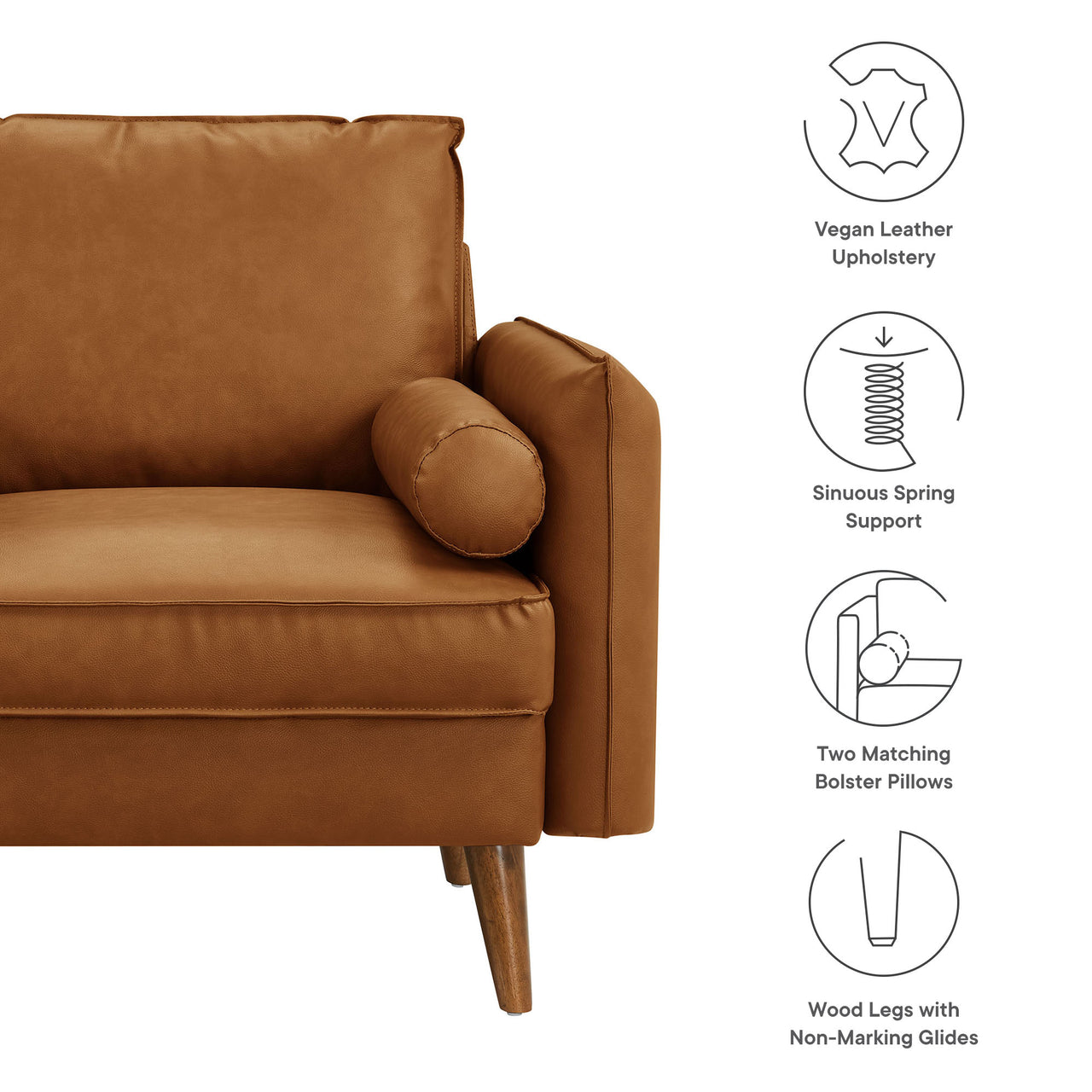 Marindi Plush Eco-Leather Armchair, Tan