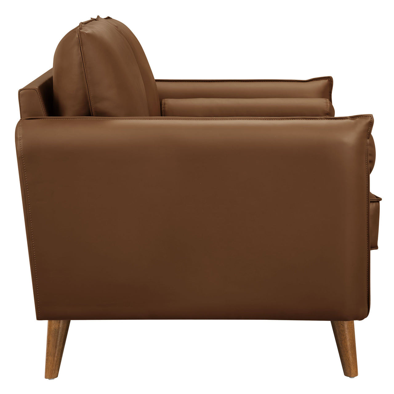 Marindi Plush Eco-Leather Loveseat, Brown