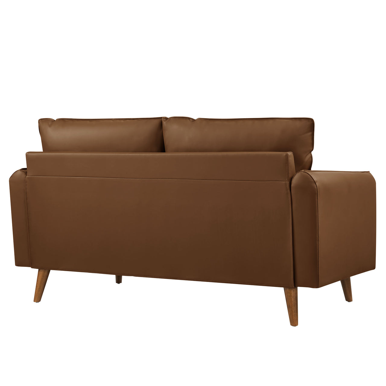 Marindi Plush Eco-Leather Loveseat, Brown